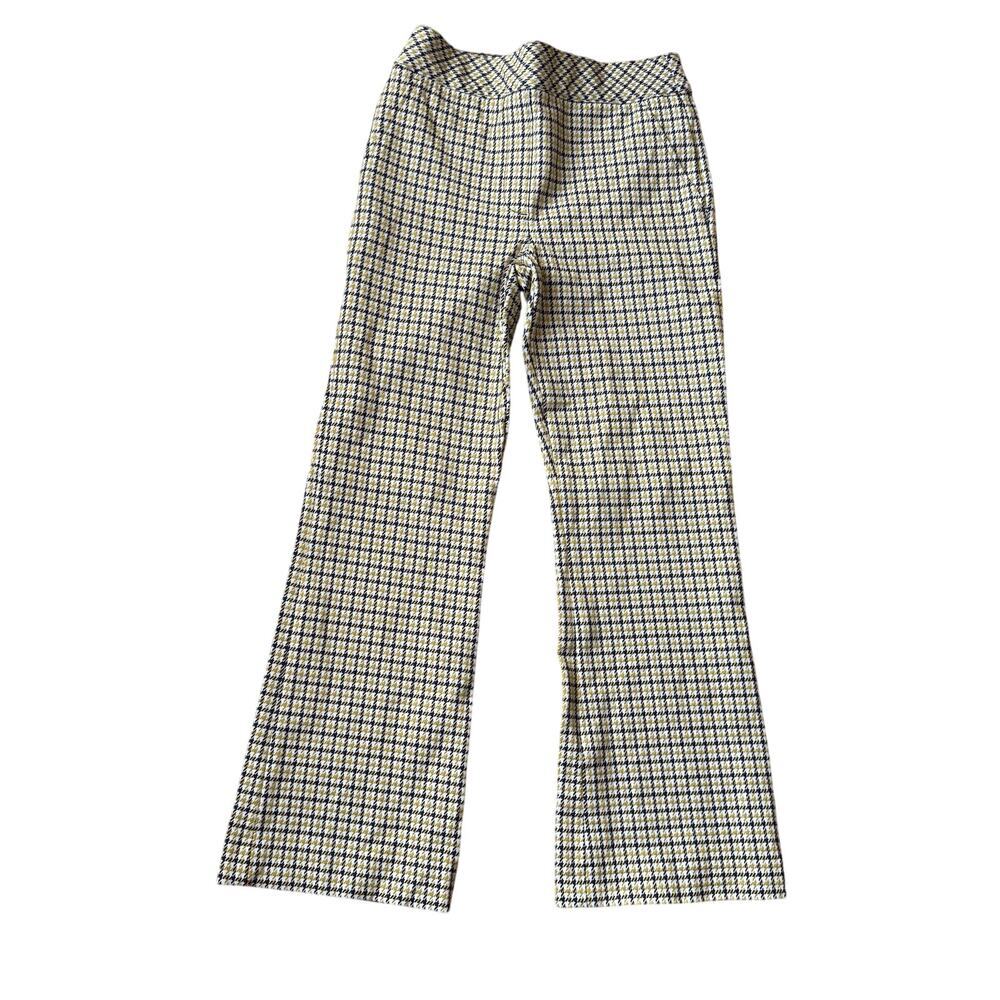 Spanx Perfect Kick Flare Dijon Jacquard Plaid Ponte Pull On Crop Pant Size S - Picture 2 of 16